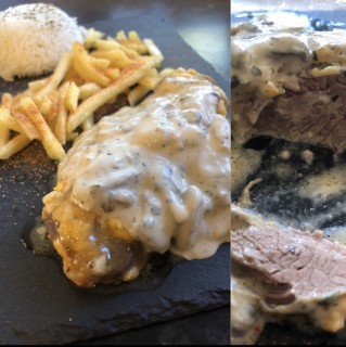Cheddarmelt Steak With Mushroom Sauce