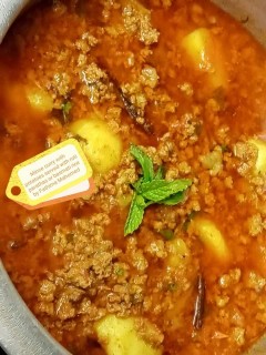 Mince And Potatoe Curry With Hot Parathas Roti's Or Basmati Rice.
