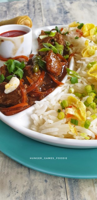 Crispy Shredded Beef With Egg Fried Rice