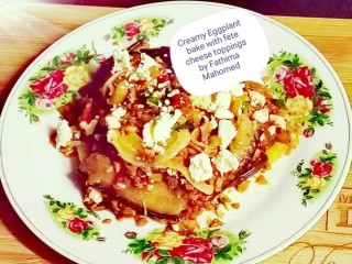 Creamy Eggplant Bake Drizzled With Fete Cheese