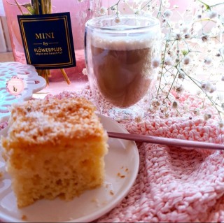 Sponge Cake With Syrup And Toasted Coconut