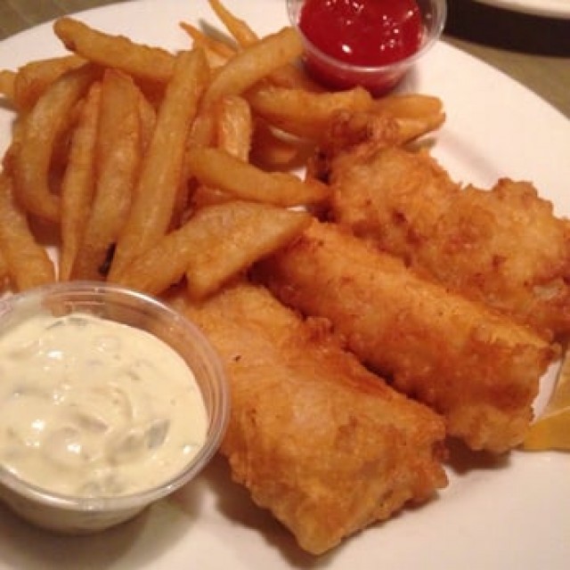Battered Fish And Chips And Mock Sauce (tartare Sub)