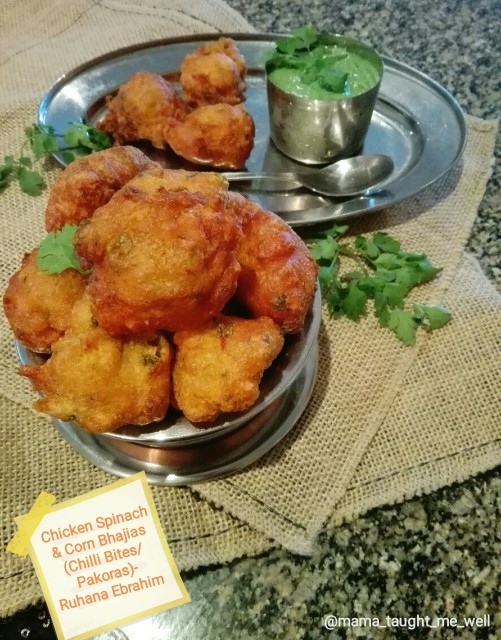 Chicken Spinach Corn Bhajias