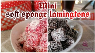 Soft Sponge Lamingtons - Minis🍰❤🖤