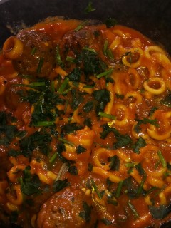 Kabaab /meatballs With Spaghetti Hoops