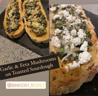 Garlic Mushrooms With Feta On Toasted Sourdough